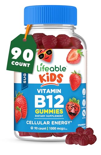 Lifeable Sugar Free Kids Vitamin B12 Gummies | 1000 mcg | Great Tasting B12 Vitamins for Kids | Energy, Mood, and Metabolism Support | B 12 Vitamin Gummies for Boys and Girls | 90 Gummies