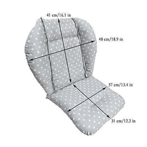 twoworld Baby High Chair Seat Cushion Liner Mat Pad Cover Resistant and High Chair Straps (5 Point Harness) 1 Suit (Fashion Gray)