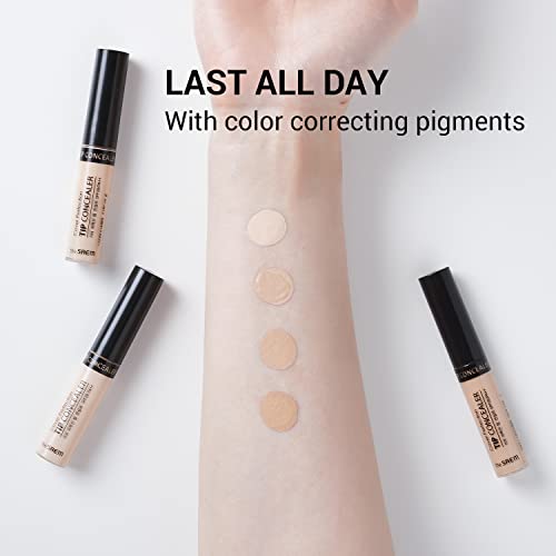 THE SAEM Cover Perfection Tip Concealer, Liquid Multi-Use Concealer, Full Coverage Makeup for Acne Dark Spots Dark Circles Hyperpigmentation and Blemishes, 0.2 fl. oz. (#1.5 Natural Beige)