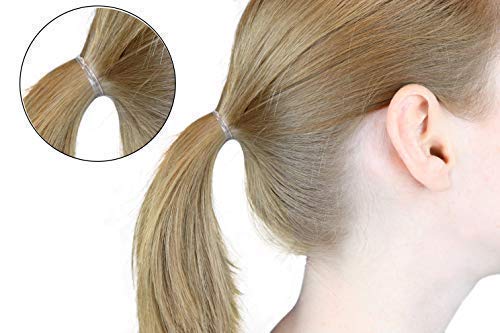 Hair Elastics - STRONG - REUSEABLE - clear Premium Polybands Pack of 70 for Ponytail by ElasticU