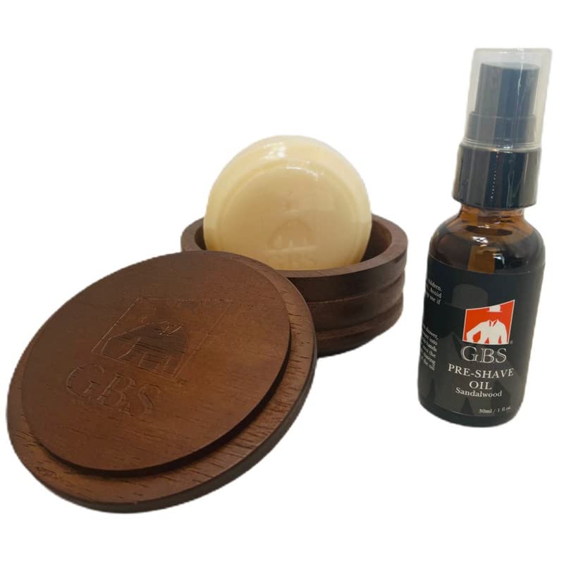 Men's Grooming Set with Wood Shaving Bowl & 97% All Natural Gbs Ocean Driftwood Shave Soap