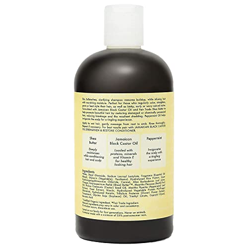 SheaMoisture Curly Hair Products, Strengthen & Restore Shampoo for Damaged Hair, 100% Pure Jamaican Black Castor Oil, Healthy Hair Growth, Cleanse & Nourish, Pack of 2-13 Oz Ea
