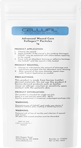 Cellufil® Collagen Particles for Advanced Wound Care – 100% Non-Hydrolyzed Bovine Collagen for Tissue Regeneration, First Aid & Minor Bleeding, Box of Five Vials