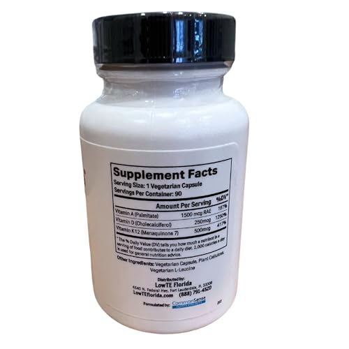 LowTE Florida ADK 10-90 Capsules I Vitamin D3 K2 & A, Multivitamin Supplement for Stronger Bones, Teeth & Heart* and Normal Blood Pressure*, High Potency Vitamin ADK with Vitamin D3 10,000 iu