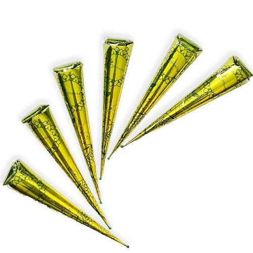 Plantovika 100% Natural and Pure Henna Cone or tube, Ready to use paste for Reddish Brown Hair Color, Long-lasting, No additives, Chemical free, Henna Hair Dye, Spot hair coloring (Pack of 6)