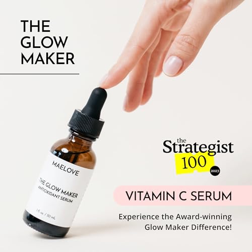 MAELOVE Vitamin C Serum, Glow Maker with Vitamins C, E, Ferulic & Hyaluronic Acid, Unscented, Award-Winning Brightening and Hydrating Facial Serum, 1.0 fl oz