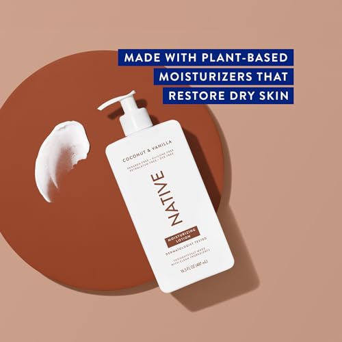 Native Body Lotion Contains Naturally Derived Plant-Based Moisturizers for Women and Men | Restores Dry Skin, Coconut & Vanilla, 16.5 fl oz
