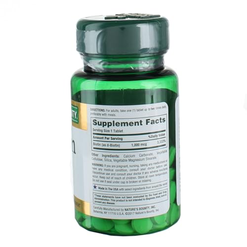 Nature's Bounty Energy Health Biotin Coated Tablets, 1000 mcg, 100 Ct (1 Pack)