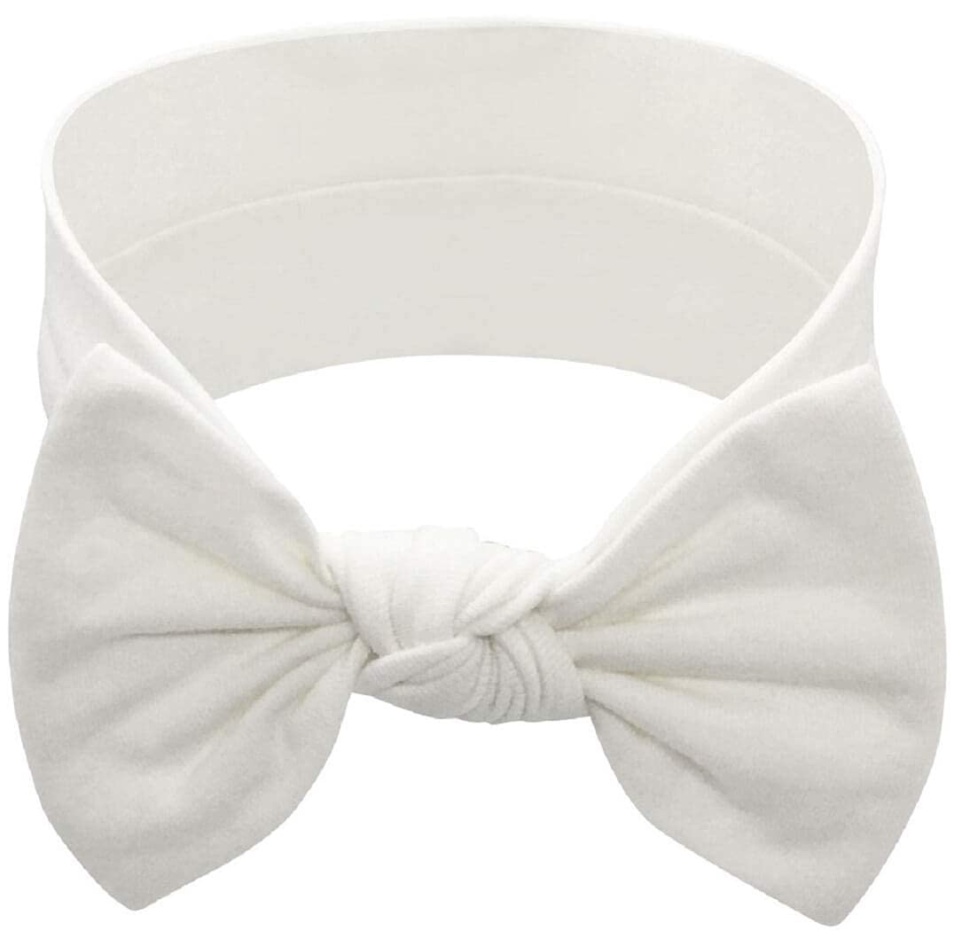 BABYGIZ Baby Girl Headbands-Infant,Toddler Cotton Handmade Hairbands with Bows Child Hair Accessories (White)