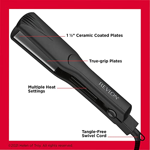 Revlon Smooth and Straight Ceramic Flat Iron | Fast Results, Smooth Styles,1.5 Inch (Pack of 1)