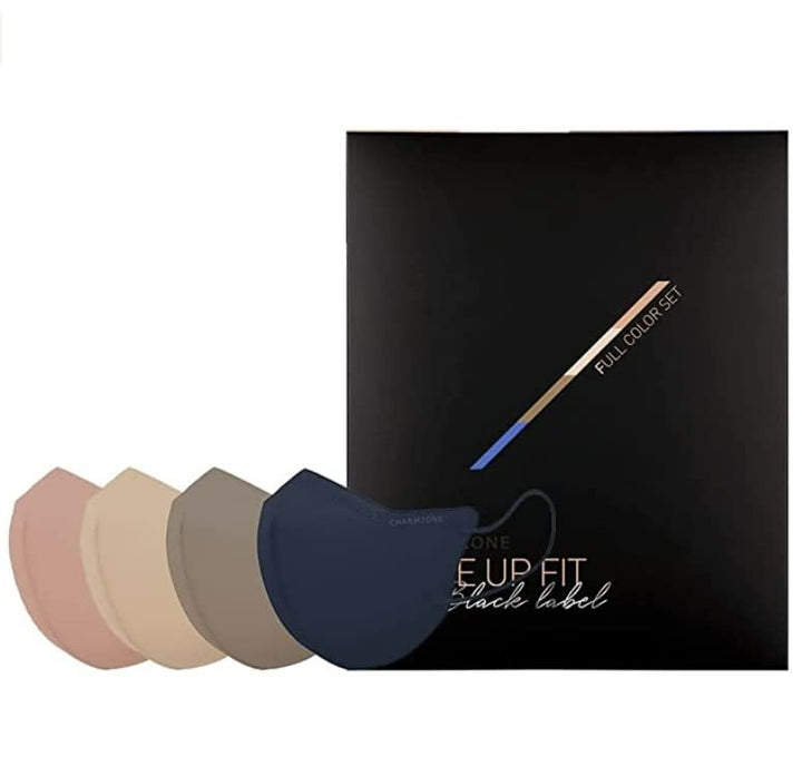 CHARMZONE Tone Up Fit Black Label Premium Protective Fashion Mask 4PLY 4EA, Beige/Brown/Rose/Navy, S/M/L, Made in Korea (Medium, Trial Pack (4ea))