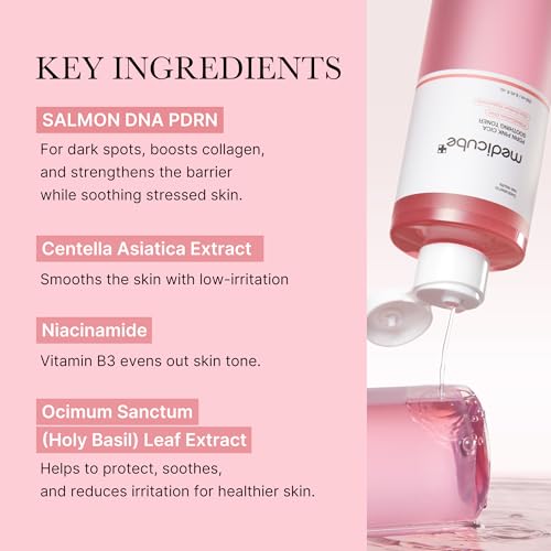 medicube Salmon DNA PDRN Pink CICA Soothing Toner I Pink Glow Toner for Skin Boosting, Soothing and Calming, Uneven Skin Tone, Peptide & Niacinamide, Korean Skin Care (250ml / 8.45 fl. oz.)