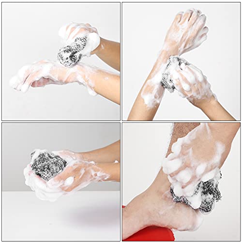 African Net Long Bath Net Sponge,JASSINS Bathing Body Exfoliating Shower Body Back Scrubber Skin Smoother,Stretch Length to 66 INCH (Black)