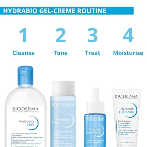 Bioderma Hydrabio Face Cream, Gel Cream Moisturizer, Provides Radiance, Lightweight Face Moisturizer for Normal to Combination Sensitive Skin, 1.33 Fl Oz (Pack of 1)
