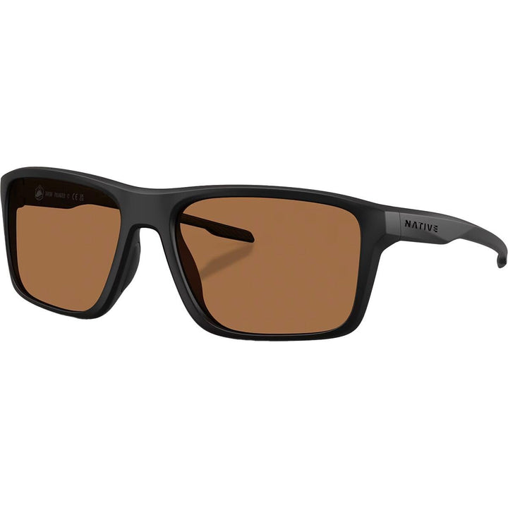 Native Eyewear Men's XD9043 Tavern Square Sunglasses, Matte Black/Brown Polarized, 57 mm