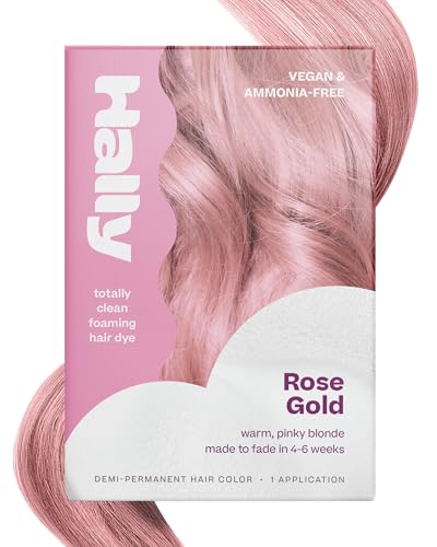 Hally Hair Color Cloud Hair Dye (Rose Gold) - Demi-Permanent Foam Hair Color for Women & Men - Mess-Free & Long-Lasting Hair Dye Kit, Hair Coloring Products Wash Out in 4-6 Weeks, Vegan
