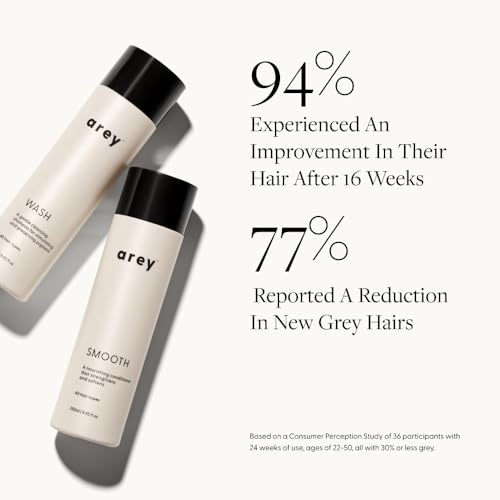 Arey Shower Duo | Wash Shampoo and Smooth Conditioner | Delay + Reduce the Signs of Aging Grey Hair | Retain Moisture, Promote Smoothness | Vegan, Gluten-Free & Cruelty Free (2 Pack, 8.45 Fl Oz each)