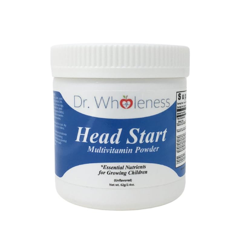 Dr. Wholeness Head Start Multivitamin Powder | Essential Nutrients for Growing Children, Methylated B-Vitamins, Easy to Mix, No Flavors, Sweeteners, or Preservatives | 60 Servings - 2.4 oz