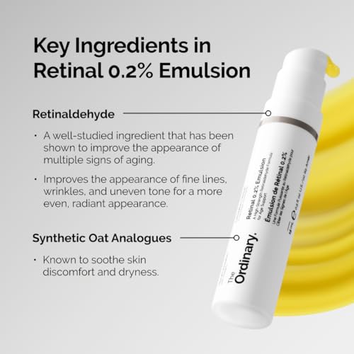 The Ordinary Retinal 0.2% Emulsion, High-Strength Retinoid Serum for Advanced Anti-Aging Support, 0.5 Fl Oz