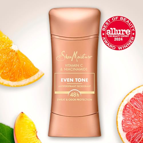 SheaMoisture Antiperspirant Deodorant Stick Even Tone Vitamin C & Niacinamide 2 Count for 48HR Sweat & Odor Protection with No Parabens & No Mineral Oil 2.6 oz