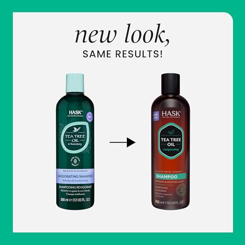 HASK TEA TREE OIL & ROSEMARY Invigorating Shampoo + Conditioner Set for All Hair Types, Color Safe, Gluten-Free, Sulfate-Free, Paraben-Free, Cruelty-Free - 1 Shampoo and 1 Conditioner