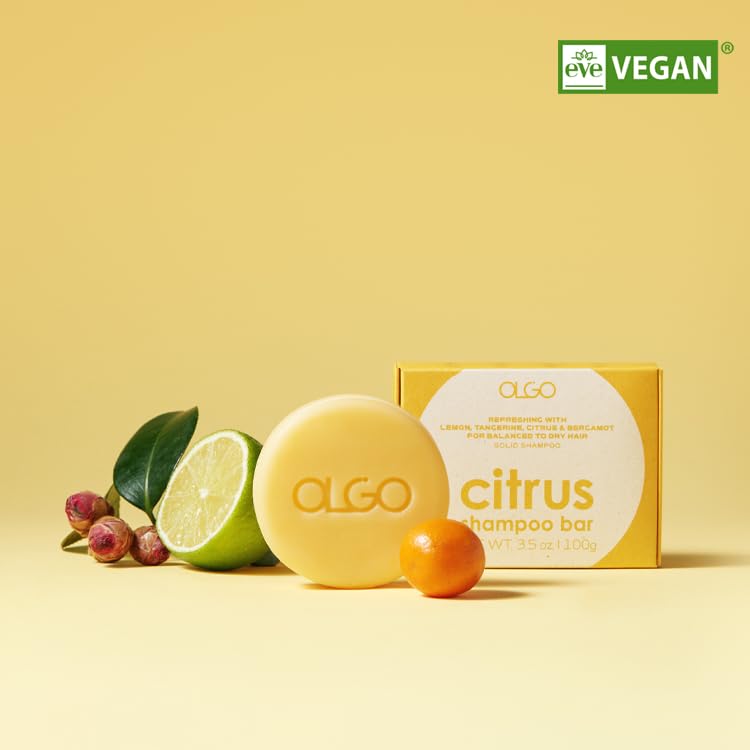 OLGO Citrus Shampoo Bar 3.5oz - Soap free solid shampoo bar for normal to dry, thin hair | Citrus, Argan oil, Jojoba oil, Shikakai | Vegan, Sustainable formula - no Sulfates, parabens, phthalates
