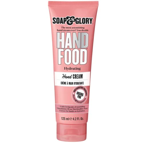 Soap & Glory Hand Food Hand Cream - Almond Oil + Shea Butter Hydrating Cuticle & Hand Moisturizer - Rose & Bergamot Scented Hand Cream for Dry Hands (125 ml)