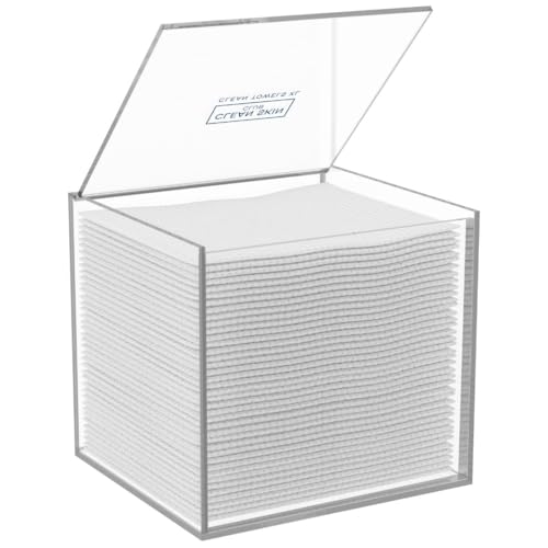 CLEAN SKIN CLUB Clear Acrylic Box for Clean Towels XL (NOT Included), Container For 50 Disposable Clean Towels XL, Face Towelettes Bathroom Counter Storage, Bin for Cleansing Facial Dry Wipes