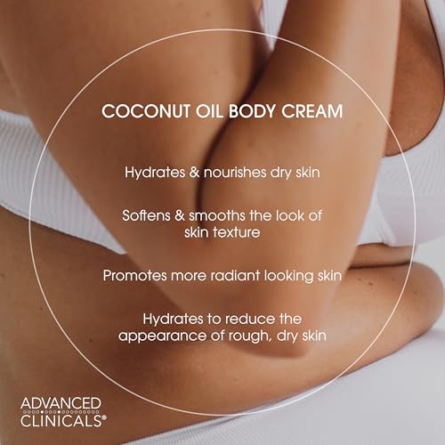 Advanced Clinicals Coconut Body Lotion Moisturizing Cream & Face Moisturizer | Coconut Oil Lotion For Women & Men | Natural Coconut Cream Body Butter Skin Care Balm For Dry Skin, Large 16 Oz