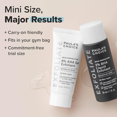 Paula's Choice SKIN PERFECTING 8% AHA Gel & 2% BHA Liquid Travel Duo, Facial Exfoliants for Blackheads, Large Pores, Wrinkles & Fine Lines, Face Exfoliators w/Glycolic & Salicylic Acid - Travel Size