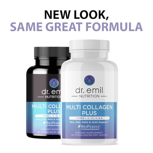 DR. EMIL NUTRITION Multi Collagen Pills - Collagen Supplements to Support Hair, Skin, Nails, & Joints - Hydrolyzed Collagen Supplements for Women with Types I, II, III, V & X - 90 Capsules