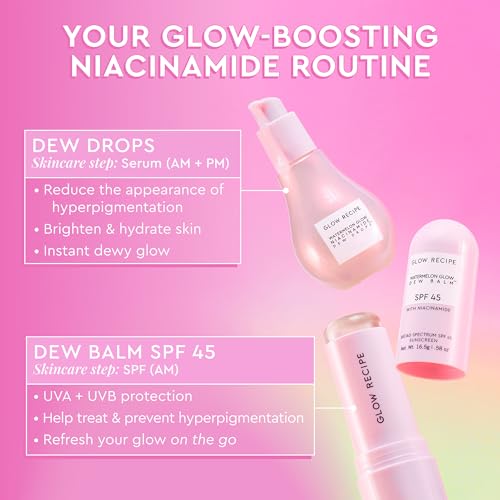 Glow Recipe Face Sunscreen Stick SPF 45 - Travel Size Roll On Korean Sunscreen with Hydrating Hyaluronic Acid & Niacinamide for a Dewy Glow - No White Cast (.58oz)