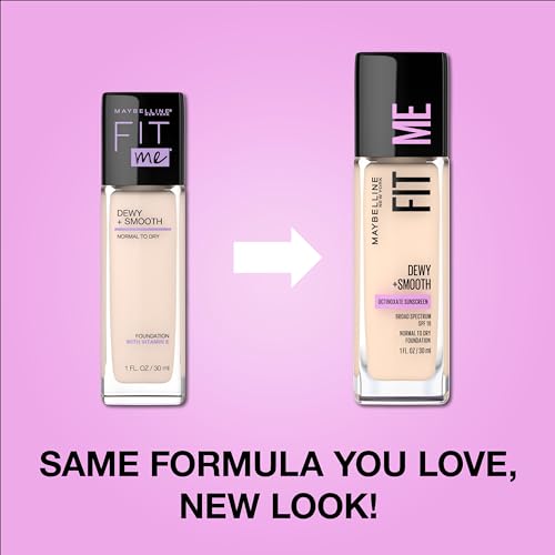 Maybelline Fit Me Dewy + Smooth Liquid Foundation Makeup, Sun Beige, 1 Count (Packaging May Vary)