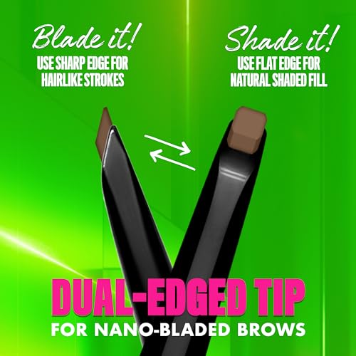 NYX PROFESSIONAL MAKEUP Blade & Shade Brow Pencil, Nano Mechanical Eyebrow Pencil, Up to 16HR Make Up Wear - Black