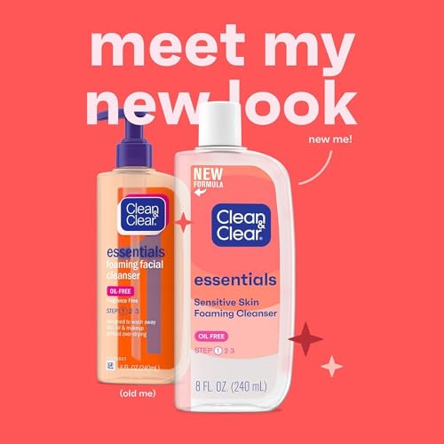 Clean & Clear ESSENTIALS Foaming Facial Cleanser, 8 Ounce (Pack of 2)