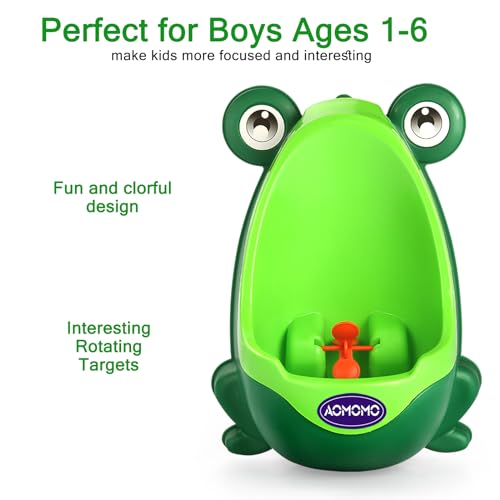 AOMOMO Frog Potty Training Urinal for Boys Toilet with Funny Aiming Target Green