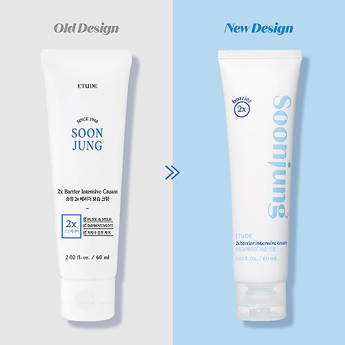 ETUDE SoonJung 2x Barrier Intensive Cream 60ml (23AD) | Hypoallergenic Shea Butter Hydrating Facial Cream for Sensitive Skin, Water-oil Balance Panthenol Heals Damaged Skin | Korean Skin care, Kbeauty
