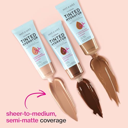 wet n wild Bare Focus Tinted Hydrator Tinted Skin Veil, Lightweight Buildable Coverage with Hyaluronic Acid & Vegan Squalane, Semi-Matte Finish, Cruelty-Free - Medium Tan