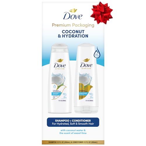 Dove Shampoo and Conditioner Set, Coconut & Hydration – Moisturizing Hair Products for Dry Hair, Coconut Water & Sweet Lime Scent, 12 Oz Ea