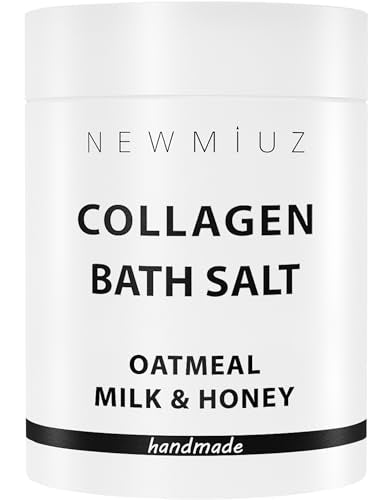 Collagen Bath Salt Soak Moisturize Soften Skin Magnesium Coconut Oatmeal Honey Epsom Salt Luxury Spa Destress Relaxation Gifts for Women and Men