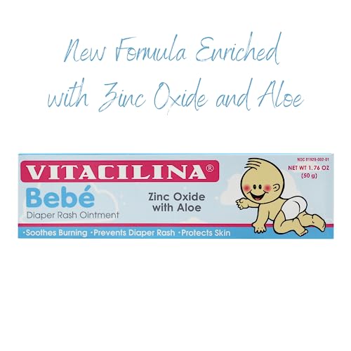 Vitacilina Bebe, Diaper Rash Ointment, Skin Protectant with Vitamins and Wetting oils, Protects Baby's Skin, 2-Pack of 1.76 Oz, 2 Boxes