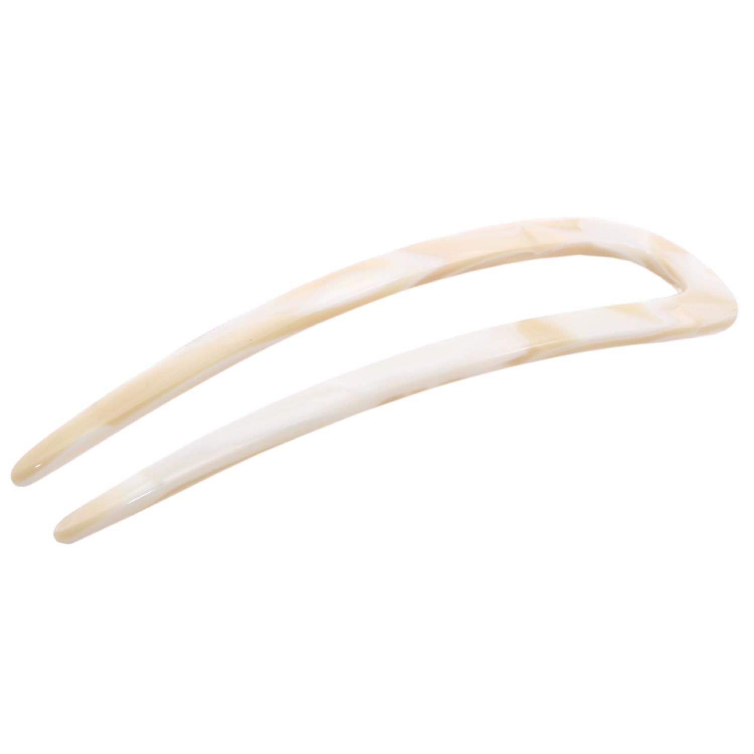 French Amie Ivory White Cream Handmade Large Cellulose Acetate Chignon Bun Holder U Hair Pin Stick (Ivory white cream)