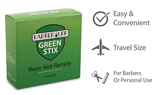 BARBERUPP Styptic Stick Shave Accessories (Green Stix, 3 Pack) Stops Bleeding For Razor Nicks For Men & Women - Sanitary and Great For Barbers or Personal