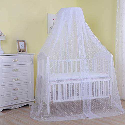 Cdycam Baby Infant Toddler Bed Dome Cots Mosquito Netting Hanging Bed Net Mosquito Bar Frame Palace-Style Crib Bedding Set (White Mosquito Netting Only, Without Stand)
