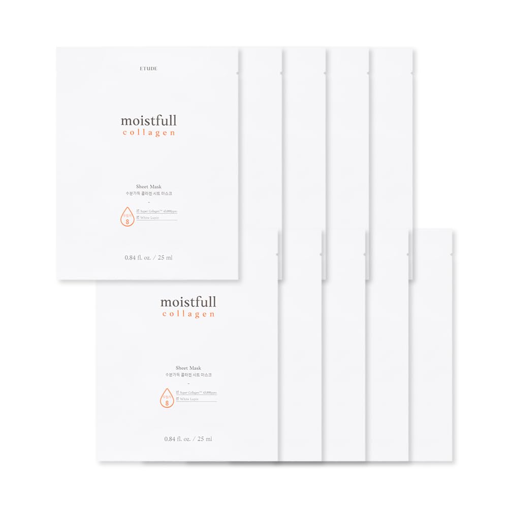 ETUDE Moistfull Collagen Sheet Mask [10pcs SET] (21AD) | Super Collagen for Deep Moisture and Healthier Skin | Korean Skin Care
