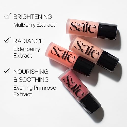 Saie Dew Blush - Lightweight Liquid Blush with a Blendable + Buildable Cream Finish - Dewy Cheek Tint with Doe Foot Wand Makeup Applicator - Baby (.40 oz)