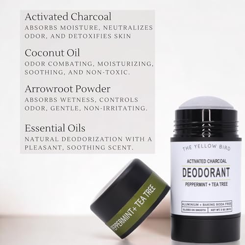 Natural Deodorant - Aluminum & Baking Soda Free, For Men & Women, Sensitive Skin Friendly Formula with Activated Charcoal | 3oz | Made in USA