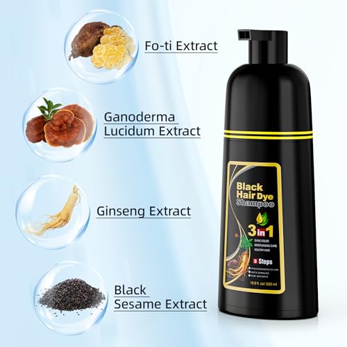 Ivnil Black Hair Dye Shampoo 3 in 1 Hair Color Shampoo for Women & Men for Gray Hair Coverage for Instant Herbal Natural Champu Para Canas Mujer