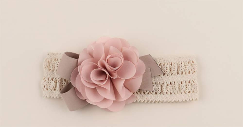 Denifery Baby Girls Cute Headband Elastic Lace Hair Band Pink Flower Headband Hair Accessories