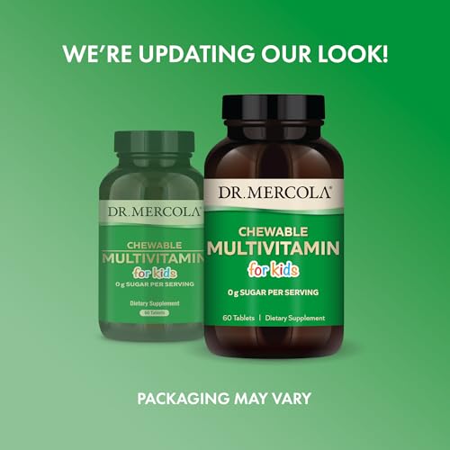 Dr. Mercola Chewable Multivitamin for Kids, 30 Servings (60 Tablets), 0g Sugar Per Serving, Natural Orange Flavor, Dietary Supplement, Supports Overall Health, Non-GMO